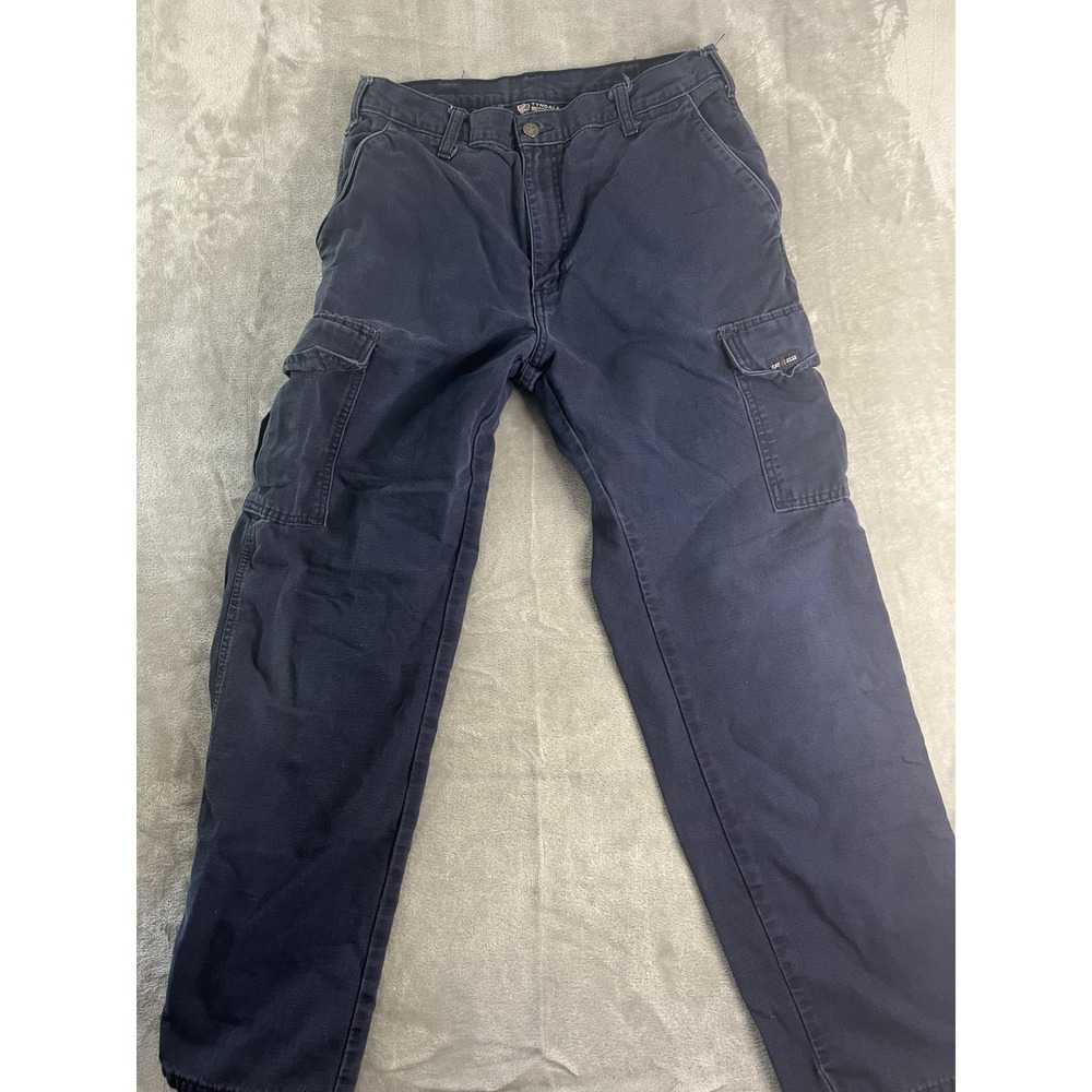 Tyndale FR Cargo Work Pants Mens 34 Navy Blue Good Flame Resistant Utility